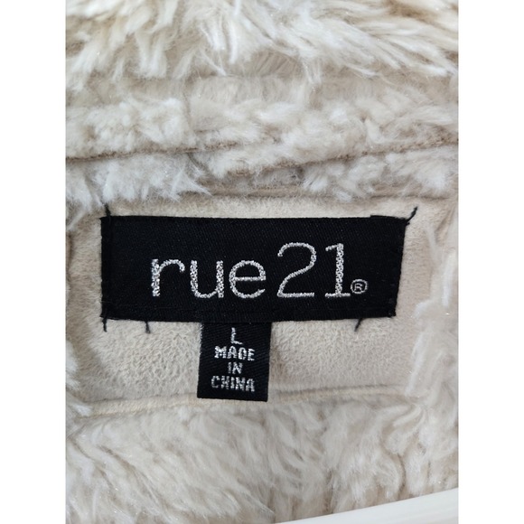 Rue 21 Cascade Scandanavian Style Boho Jacket Beige Faux Suede Juniors Large - Picture 7 of 13